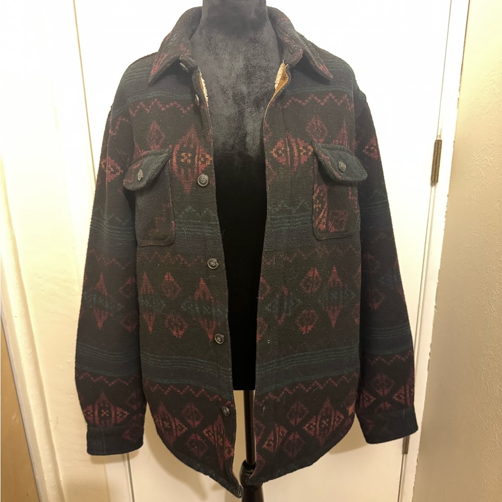 Jachs New York Men’s Flannel Jacket with Aztec pattern and Wool Blend Outerwear